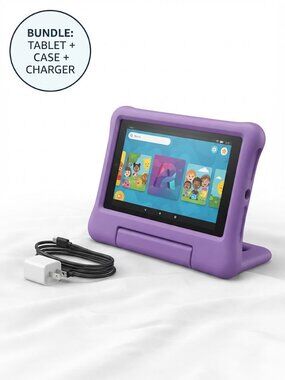 Amazon Fire 7 9th Gen Kids Tablet Purple Case Charger Bundle Tested